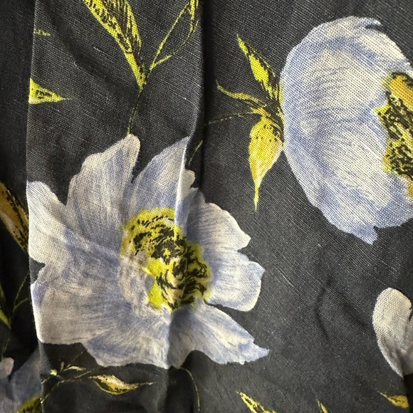 Blue floral linen/cotton summer skirt - Picture 2 of 2